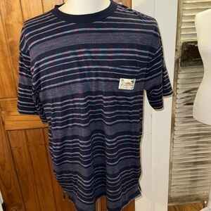 Men’s Scotch & Soda retro Blue and Purple Stripe Short Sleeve Tee